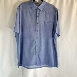 Batik Bay Lightweight Blue Short Sleeve Button up Mens XL Cool Comfort
